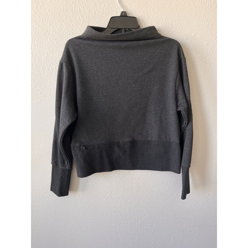 Nike Dri Fit Mock Neck Sweatshirt Women's Small Dark Gray Zip Front Pocket